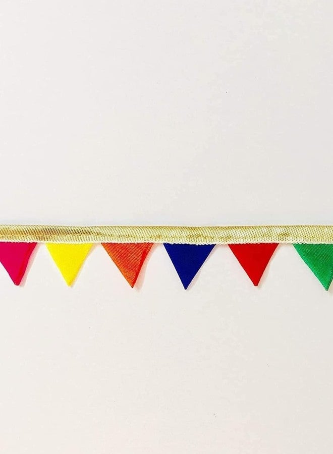 Anida Multi Colour Trim, Indian Multi-Color Triangles Lace Trim with Gota Strips Border, Festive Wedding Saree Border 9 Meter - Image 1